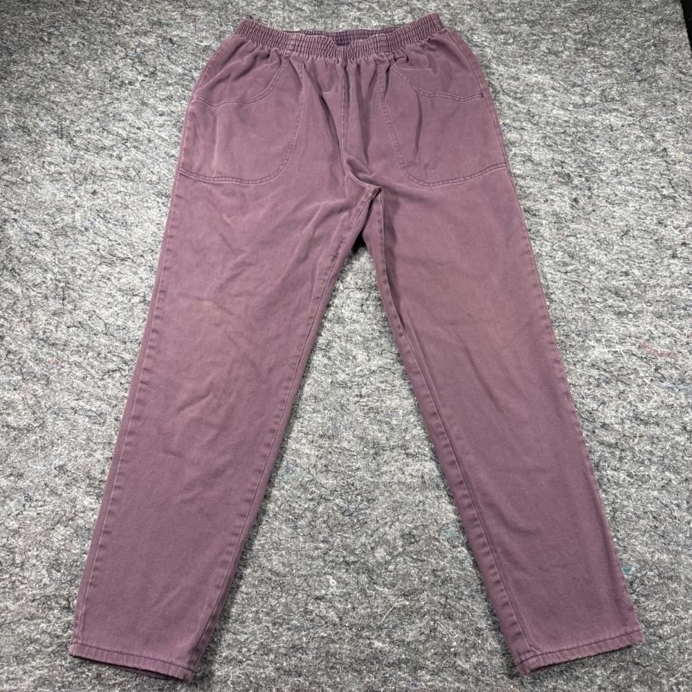 Cascade Blues Vintage Elastic Waist Pants 12 Average Purple Cotton Made in USA